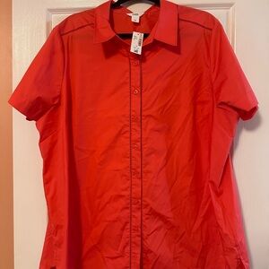 Penningtons Women's Bright Red Button Down Shirt